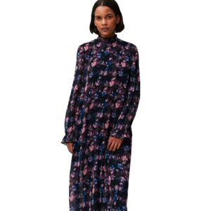 Ganni Pleated Georgette Midi Dress